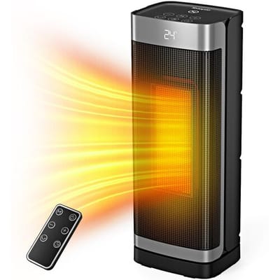 Totopia 2000W Elektrische Kachel, PTC Verwarming met Afstandsbediening, 2 Warmtestanden, 12-Uurs Timer, Instelbare Thermostaat, Kantel- &