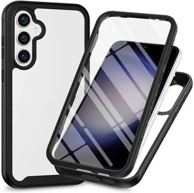Hoesje met Ingebouwde Screenprotector Geschikt voor Samsung Galaxy A55 | Full Protect valbescherming | Schokbestendige Beschermhoes tegen Vallen | Shockproof | Doorzichtig / Zwart