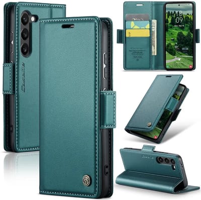 Hoesje geschikt voor Samsung Galaxy S25 - CASEME Litchi Texture Book Wallet Case - Groen
