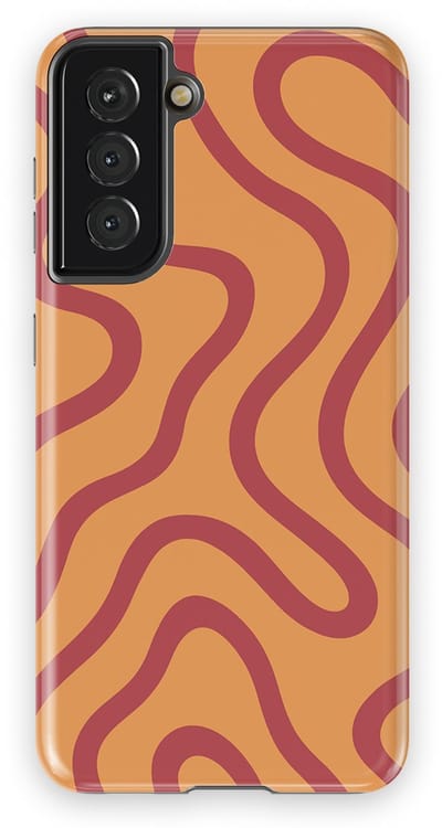 DripCase Curvy Lines Hoesje Samsung Galaxy S21 | Backcover met Mag | Design Tough Case Samsung Galaxy S21 Terracotta Twist