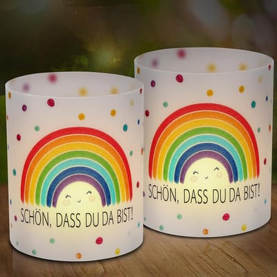 Set van 12 Windlichten in Regenboogdesign voor Tafeldecoratie en Feestdagen