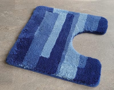 Badmat met Uitsparing - WC Mat Hoek - Badkamer Comfort - Antislip Latexcoating - 55 x 55 cm - Marineblauw