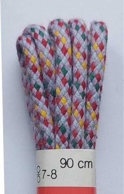 Ronilux Veter - Lila/Rood/Geel/Groen/Blauw - Meerkleurig - Rond - Koord Veters - Lengte 90 cm - Dikte 4 mm - Schoenveter