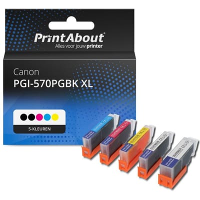 PrintAbout Huismerk Canon PGI-570 XL / CLI-571 XL PGBK/C/M/Y/BK Inktcartridge 5-kleuren Voordeelbundel Hoge capaciteit