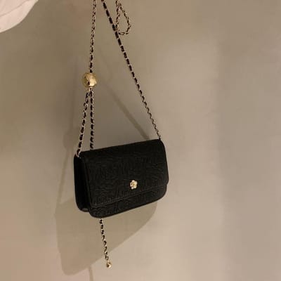 Camellia Open Klein Vierkant Tas Trend Mode Ketting Textuur Enkele Schouder Crossbody Tas Vrouw zwart