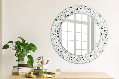 Coloray Bedrukte Spiegel - Natuursteen Bedrukte Spiegel - 50 cm - Wit Bedrukte Spiegel - Bedrukte Spiegel - Spiegel Met Bedrukte Lijst - Spiegel Met Decoratie