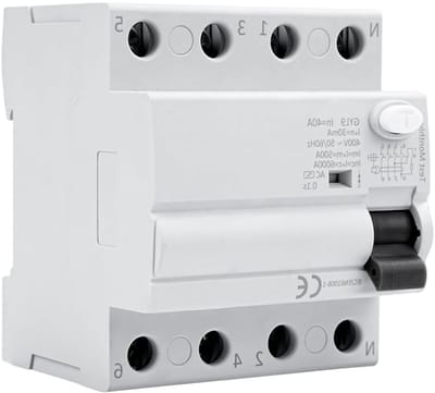 Verschil Beschermingsschakelaar 4-polig, 40A, 30 mA, 400 VAC, Automatische Herverbinding, Elektrische Leckage Bescherming, Resetbare RCD