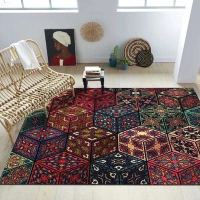 Marokkaanse Etnische Stijl Tapijt Woonkamer Koffietafel Tapijt Groot Gebied Slaapkamer Retro Boheemse Ondervloermat Vloermat Tapijt 100x150cm