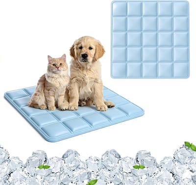 VHV - Koelmat Hond en Kat - Zelfkoelende Huisdier Koelmat 40x40 cm - Blauw PVC - Voor Mand, Bench en Reis