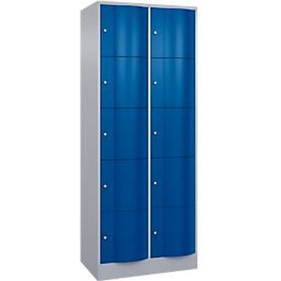 C+P Resisto lockerkast, 2 vakken, 10 vakken, B 772 x D 540 x H 1950 mm, blank aluminium/ gentiaanblauw