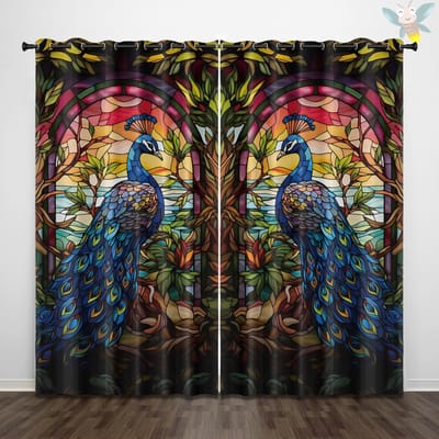 2 stuks prachtige gordijnen met pauwenrankpatroon, gebruikt voor decoratie, slaapkamers en woonkamers 140x160cm&Grommet Top brown