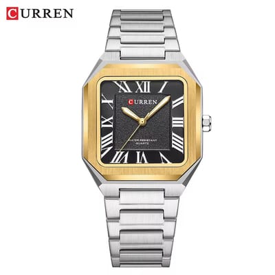 Luxe Curren Horloge | Quartz | Zwart&Goudkleurig Wijzerplaat | Zilver Kleurige Band | 37mm