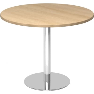 BISTRO F100R C - Systeem conferentietafel Chroom Eiken Ø 100