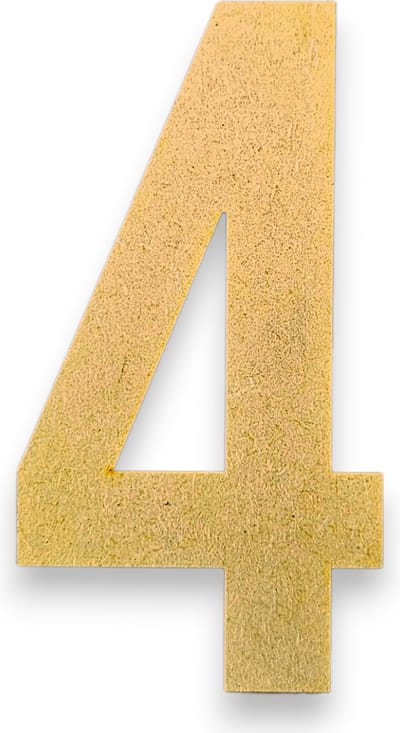 MGM Trading - 4 - Letters en Cijfers van MDF - 10 cm hoog - 9MM Dik - Beige - Laser gesneden - Per Stuk