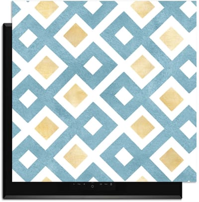 KitchenArt - Diamond Wave Blue - Inductie Beschermer - 59x52 cm - Kookplaat Beschermer - Luxe Afdekplaat Inductieplaat - Anti-slip & Oprolbaar - Beschermmat Inductiekookplaat