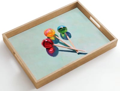 Dienblad hout 50x35 cm - Schootdienblad - Lollys - Schaduw - Drie - Blauw - Borrelplank rechthoek - Plateau dienbladen