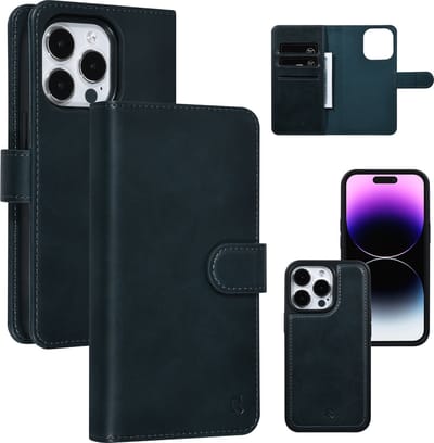 UNIQ Accessory Apple iPhone 14 Pro Telefoonhoesje - Blauw PU Leer Book Case & Back Cover - Bescherm je Telefoon