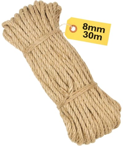 Dailygoods- Jute Touw 8 mm - Sterk Tuin/DIY Touw - Geschenkverpakking - Woondecoratie - Natuurlijk Materiaal - Duurzaam Koord