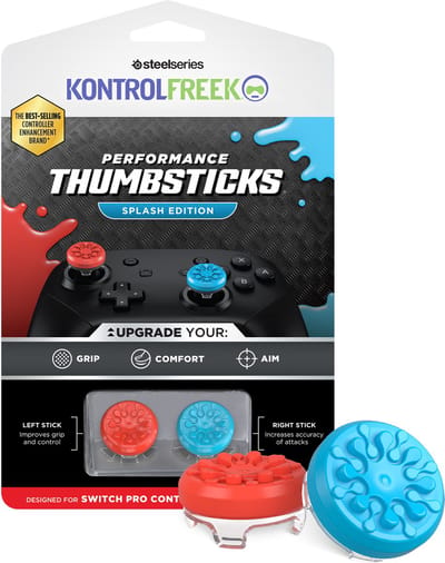 KontrolFreek Performance Thumbsticks - Switch Pro Controller - Splash Rood/Blauw