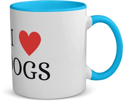 Akyol - i love dogs koffiemok - theemok - blauw - Honden - cadeau honden liefhebber - cadeau - dog lover - 350 ML inhoud