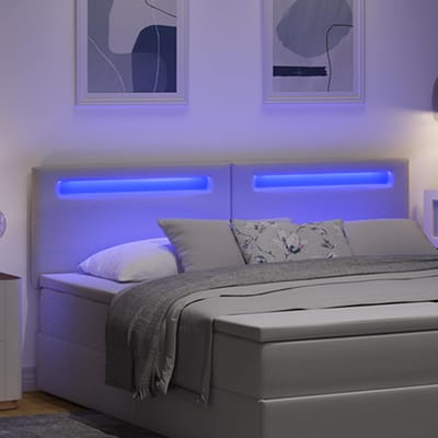 vidaXL - LED - Hoofdbord - Wit - 180 - cm - Kunstleer