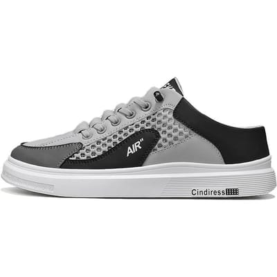 Nieuwe Halve Pantoffels Heren Mesh Schoenen Zomer Modetrend Outdoor Ademende Casual Schoenen Wit Instap Sneakers Voor Student 44 gray