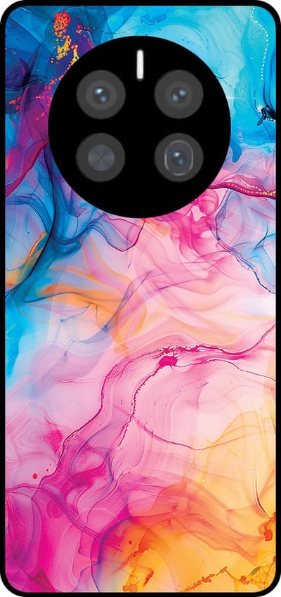 Smartphonica Telefoonhoesje Geschikt voor Huawei Mate 50 Pro met Regenboog Acryl Marmer Opdruk - TPU Backcover Case Rainbow Acrylic Marble Design geschikt voor Huawei Mate 50 Pro