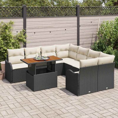 vidaXL - Tuinbank - Set - 7 - st - 6-Aantal - zitplaatsen - Zwart - en - crème