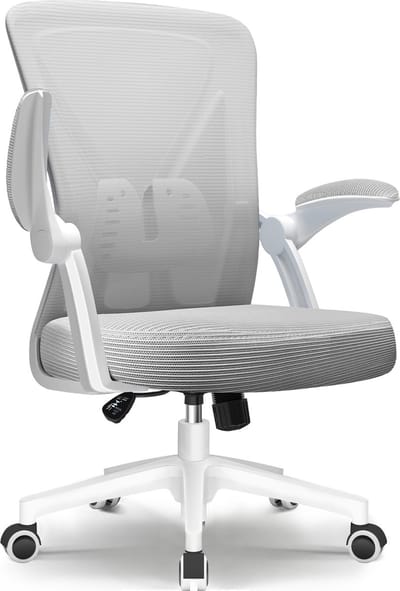 Elekiatech Ergonomische Bureaustoel - Bureaustoel - Opklapbare Armleuningen - Bureaustoelen voor Volwassenen-150 Kg-Grijs
