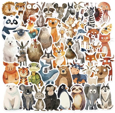 100 stickers met dieren, stickers voor kinderen, kinderstickers voor fiets, knutselen, kaart, notitieboeken