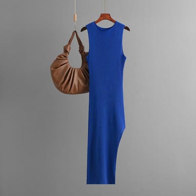 Gilet Jupe Vêtements pour Femmes à la Mode Sexy Irrégulière Slim Fit Tempérament Robe one size bleu