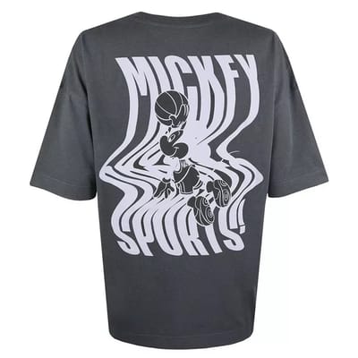 Disney Dames/dames Mickey Mouse Wave Oversized T-shirt (Donker houtskool)