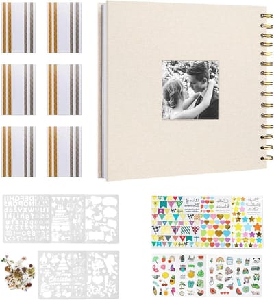 Fotoalbum Linnen - Plakboek Herinneringen - Persoonlijke Creatie - Raamdesign Omslag - 205 x 205 cm - Beige