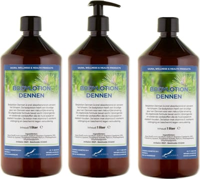 Bodylotion Dennen 1 Liter - met gratis pomp - set van 3 stuks