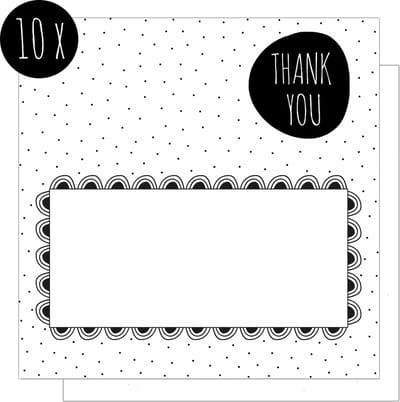 10x Bedankkaartjes / Bedankt kaarten | THANK YOU | 13,5 x 13,5 cm | met witte enveloppen