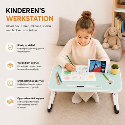 Sounix Bedtafel - Laptoptafel - Inklapbaar - Banktafel - Ontbijttafeltje - Groen