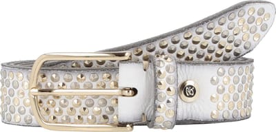b.belt Leren Riem Nietengürtel Zoe Gold W100 Cream-White Wit