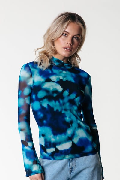 Colourful Rebel Leyo Tie Dye Mesh Flare Sleeve Top- XXL