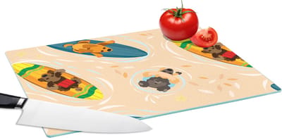 Glazen Snijplank - 39x28 - Honden - Surfen - Patroon - Snijplanken Glas