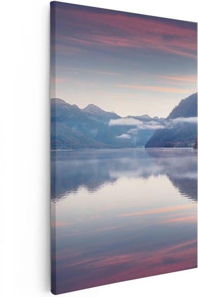 Artaza Canvas Schilderij Landschap - 20x30 cm - Klein - Wanddecoratie Bergen - Muurdecoratie Zonsondergang - Kamer Accessoires Natuur