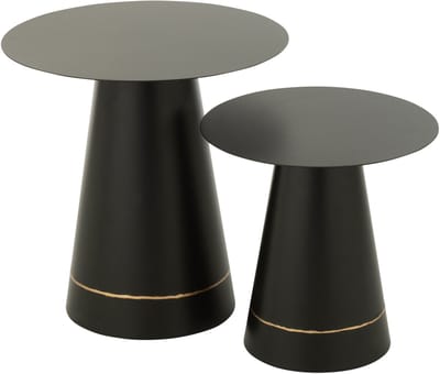 J-Line bijzettafel - ijzer - zwart/goud - set van 2