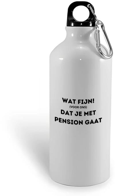Hacebo® - wat fijn (voor ons) dat je met pensioen gaat waterfles - iemand die met pensioen gaat - collega's - werknemers - verjaardagscadeau - verjaardag - cadeau - afscheidscadeau - geschenk - leuke cadeau - kado - water fles - 400ML