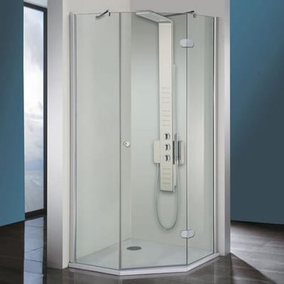 Steinkamp Living pentagonal shower 3-piece 90 x 90 cm stop right incl. easypearl, frosted center HSTFE090-41-200-R 111202