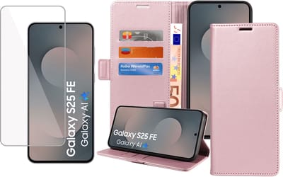 ChiGuard Book Case Hoesje geschikt voor Samsung Galaxy S25 FE - Hoesje + Screenprotector - Magnetische Sluiting - Portemonnee Rose