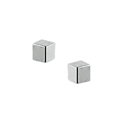 Oorknoppen Blokje Zilver Gerhodineerd Glanzend 3 mm x 3 mm