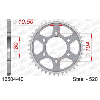 Stalen tandwiel Afam 520 40 dents
