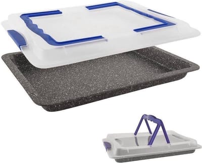 Bakvorm Graniet met Deksel GRANDE 43x29x7 cm - Springvorm - Vorm voor Bakken - Taartvorm - Bakplaat
