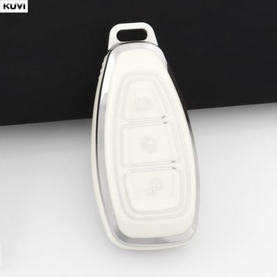 Nieuwe TPU Auto Slimme Sleutelhoes Cover Shell Voor Ford Fiesta Focus 3 4 Mondeo Ecosport Kuga Focus St Houder Sleutelhanger Accessoires white