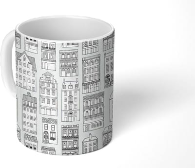 Mok - Koffiemok - Patronen - Huis - Skyline - Mokken - 350 ML - Beker - Koffiemokken - Theemok