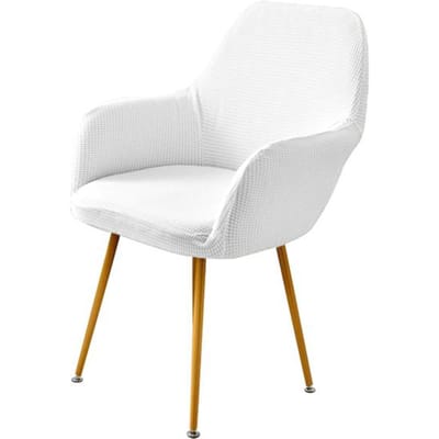 Ruitvormige Hoge Fauteuilhoes Stretch Eetkamerstoelhoezen Fauteuilhoes Anti-Slip Keukenstoelhoezen Stoelen Voor Hotel Thuisgebruik Feest One Piece wit